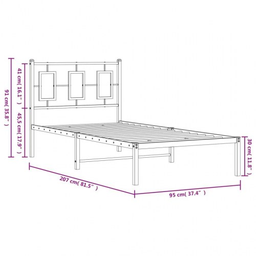 Sengeramme med sengegavl 90 x 200 cm - sort