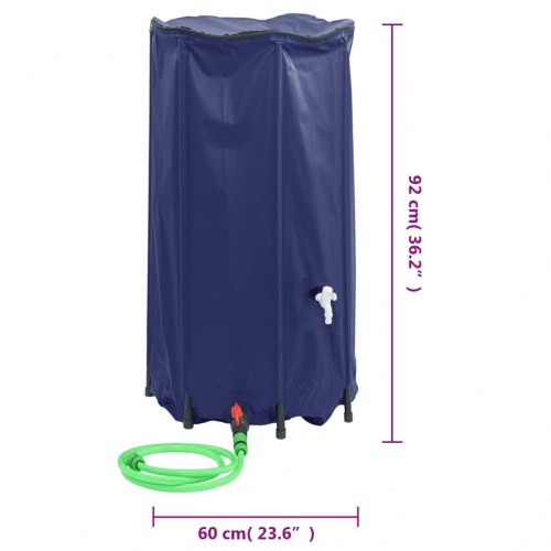 Sammenfoldelig vandtank med hane 250 l - PVC, blå