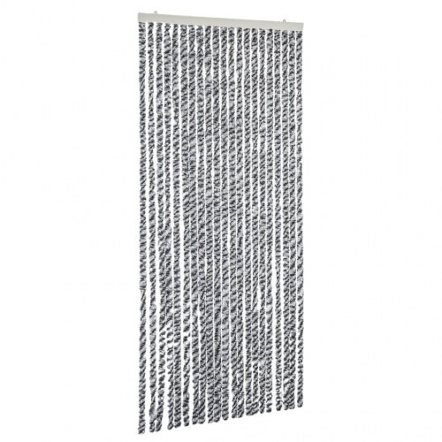 Flueforhæng 90×200 cm i chenille - grå/sort/hvid