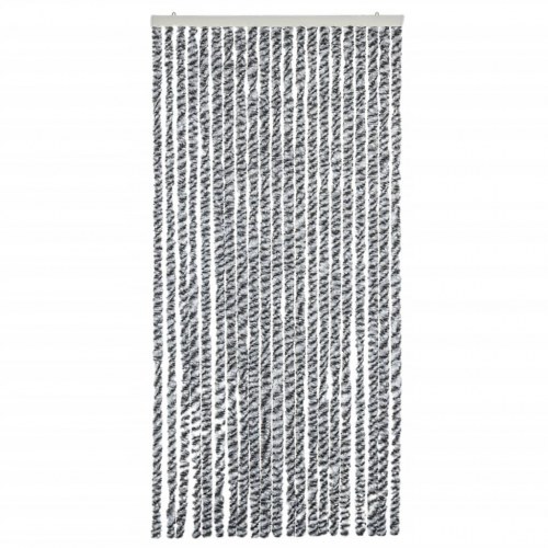 Flueforhæng 90×200 cm i chenille - grå/sort/hvid