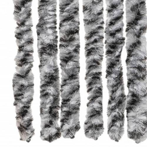 Flueforhæng 90×200 cm i chenille - grå/sort/hvid