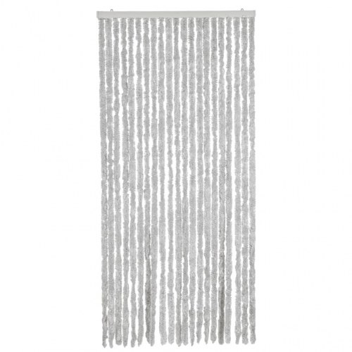 Flueforhæng 90×200 cm i chenille - grå insektgardin til dør