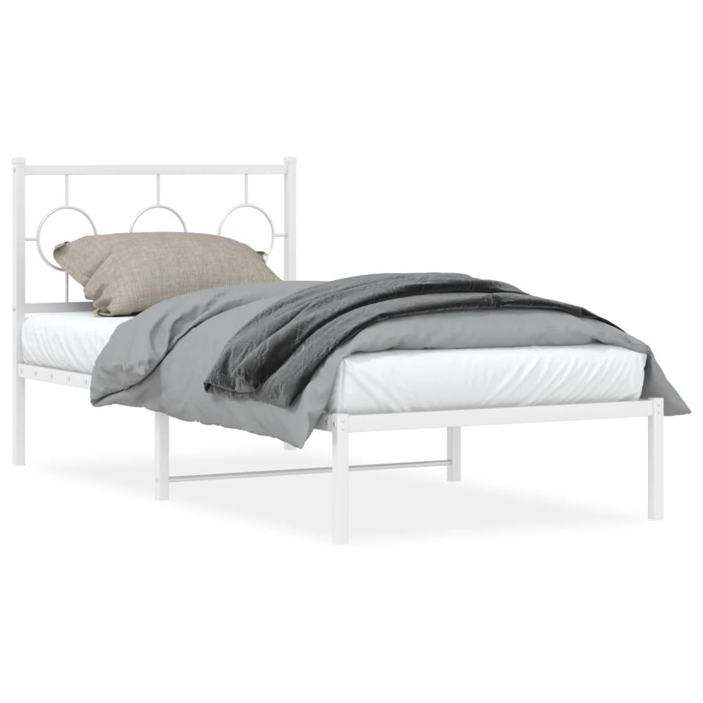 Sengeramme med sengegavl 90x190 cm metal hvid billede