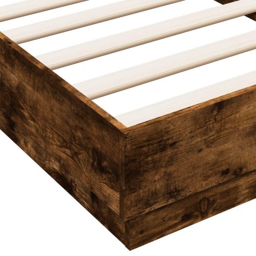 Sengeramme med LED-lys 75 x 190 cm - røget egetræ