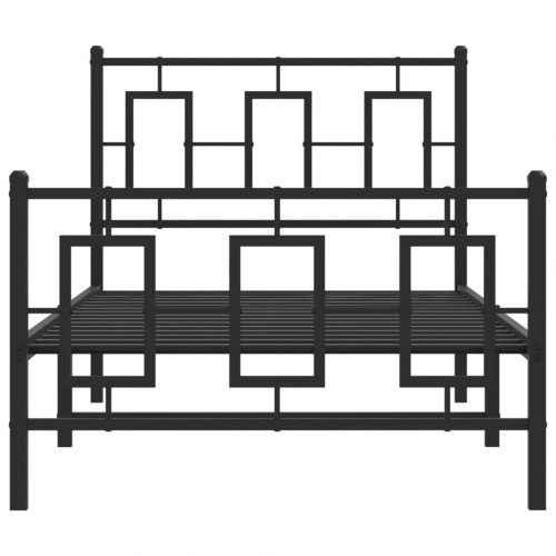 Sengeramme med sengegavl og fodgærde 90x190 cm metal sort