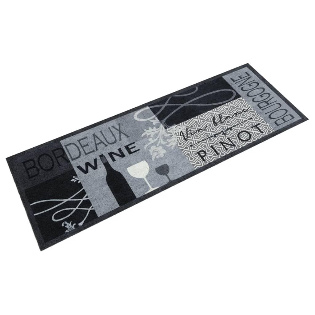 Køkkentæppe 45x150 cm vindesign vaskbart velour grå