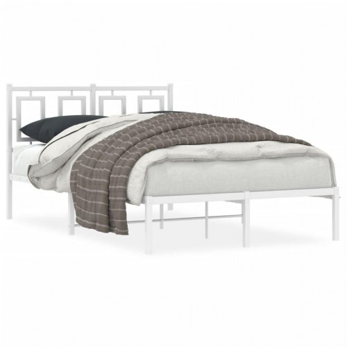 Sengeramme med sengegavl i metal - 120 x 190 cm, hvid