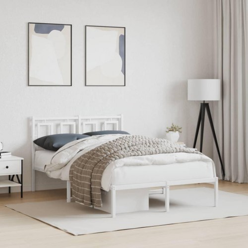 Sengeramme med sengegavl i metal - 120 x 190 cm, hvid