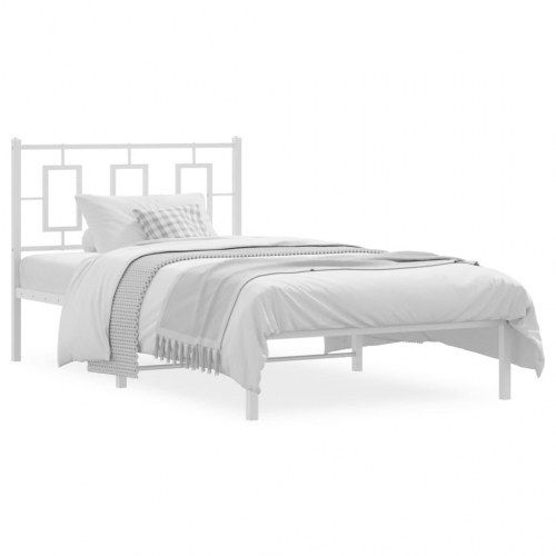 Sengeramme med sengegavl 100x200 cm metal hvid