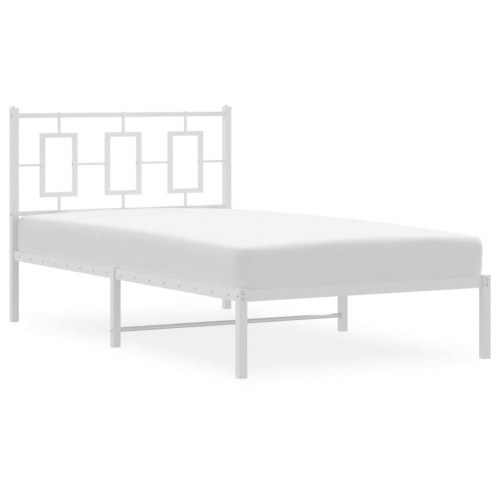 Sengeramme med sengegavl 100x200 cm metal hvid