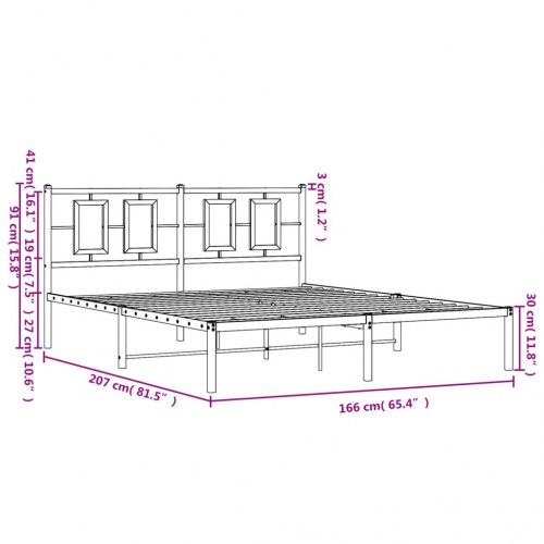 Sengeramme med sengegavl 160x200 cm metal hvid
