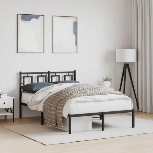 Sengeramme med sengegavl 120 x 200 cm - sort