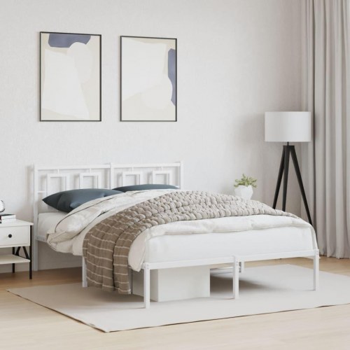 Sengeramme med sengegavl 140 x 200 cm - hvid