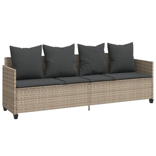 Loungesofa med hynder polyrattan lysegrå