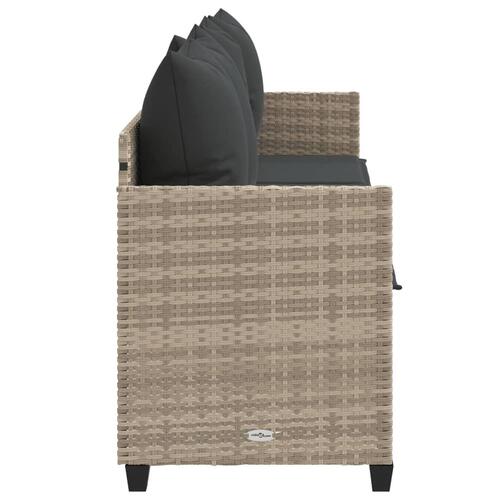 Loungesofa med hynder polyrattan lysegrå