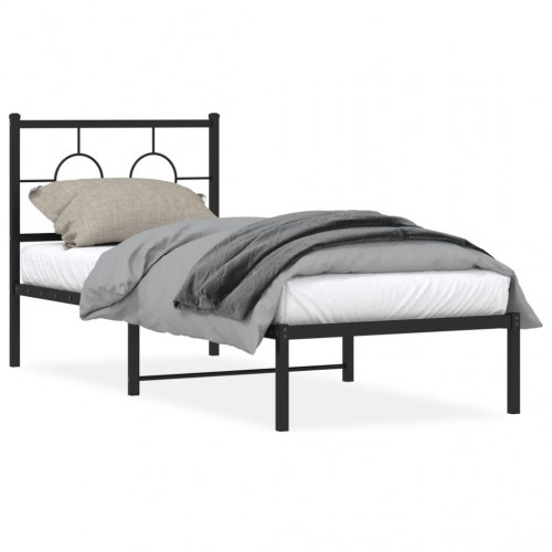Sengeramme med sengegavl 75x190 cm metal sort