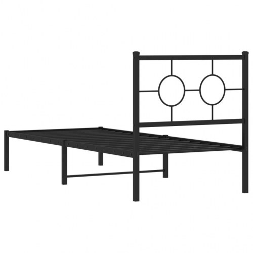 Sengeramme med sengegavl 75x190 cm metal sort