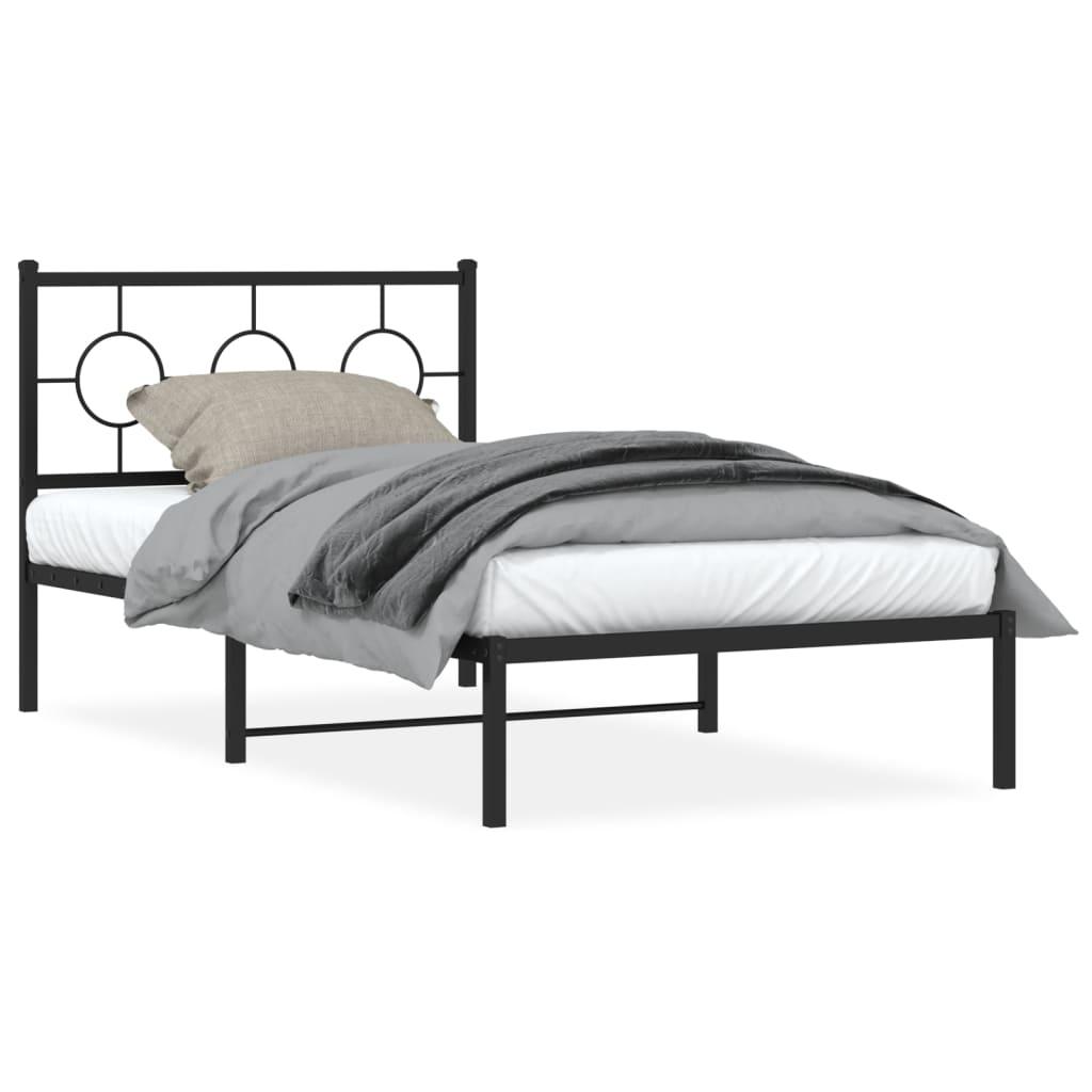 Sengeramme Med Sengegavl Og Fodgærde Metal - Sort / Med Hovedgærde / 100 x 200 cm