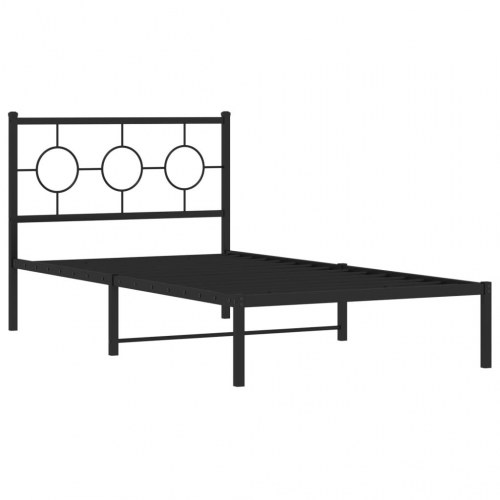 Sengeramme i metal med sengegavl 100 x 200 cm - sort