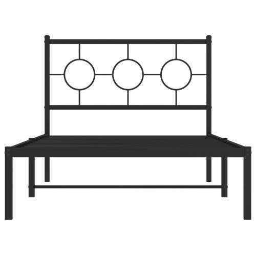Sengeramme i metal med sengegavl 100 x 200 cm - sort