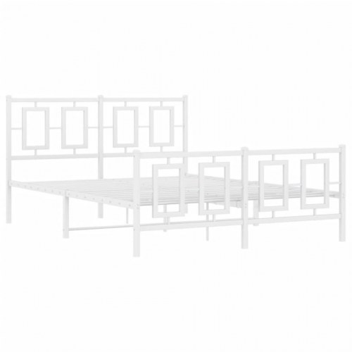 Sengeramme med sengegavl og fodgærde 140x200 cm metal hvid