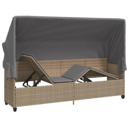 Loungesofa med baldakin og hynder polyrattan beige