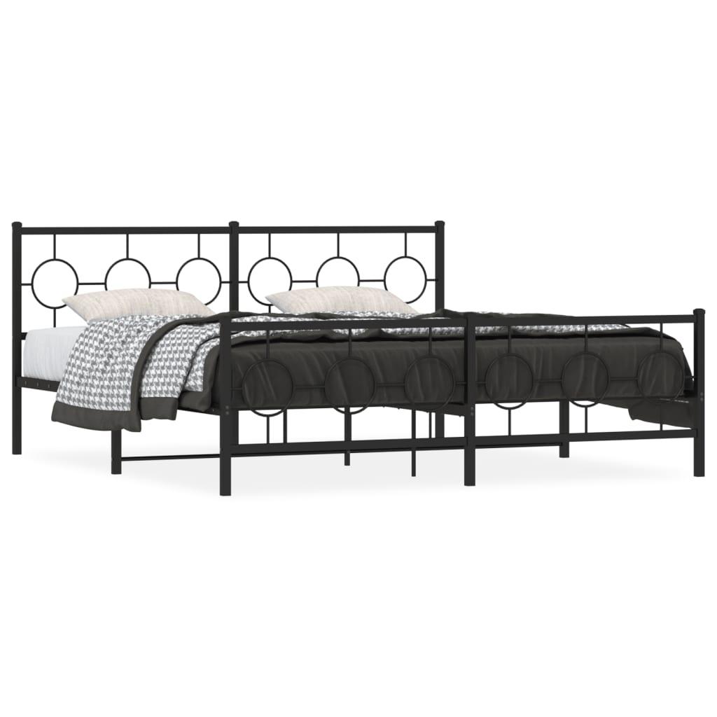 Sengeramme Med Sengegavl Og Fodgærde Metal - Sort / med hovedgærde og fodgærde / 183 x 213 cm