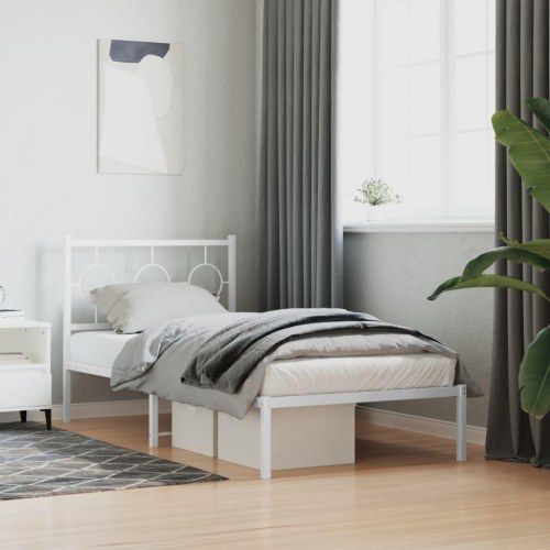 Sengeramme med sengegavl i metal 90 x 200 cm - hvid