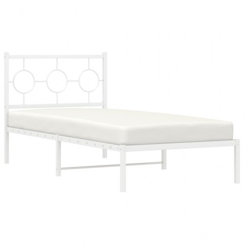 Sengeramme med sengegavl i metal 90 x 200 cm - hvid