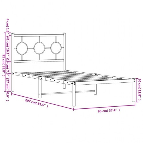 Sengeramme med sengegavl i metal 90 x 200 cm - hvid