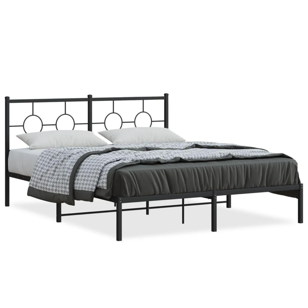 Sengeramme med sengegavl 150x200 cm metal sort