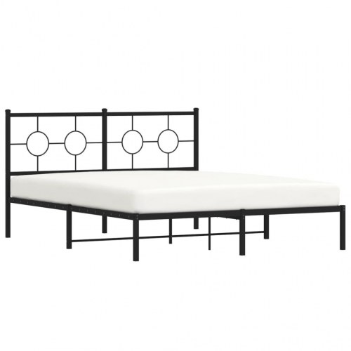 Sengeramme med sengegavl 150x200 cm metal sort