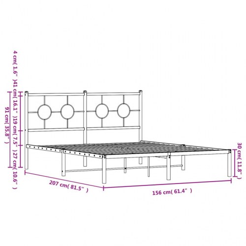 Sengeramme med sengegavl 150x200 cm metal sort