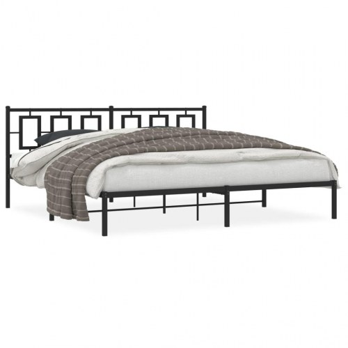 Sengeramme med sengegavl i metal - sort, 193 x 203 cm
