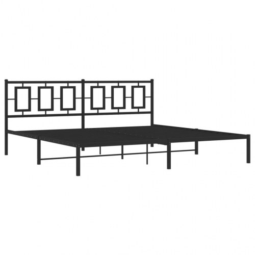 Sengeramme med sengegavl i metal - sort, 193 x 203 cm