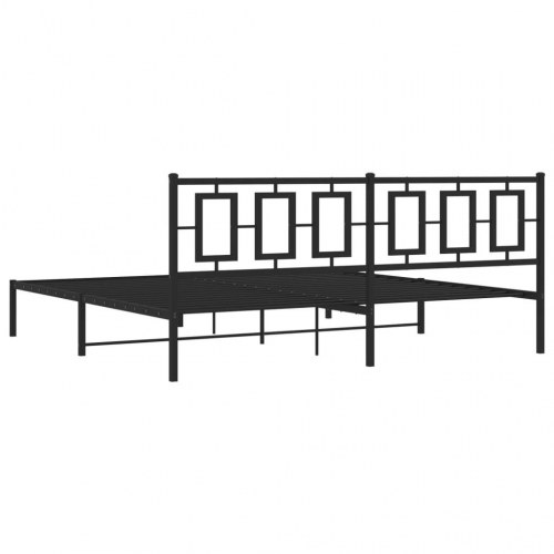 Sengeramme med sengegavl i metal - sort, 193 x 203 cm