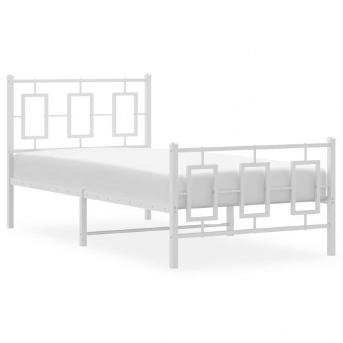 Sengeramme med sengegavl og fodgærde 90x190 cm metal hvid