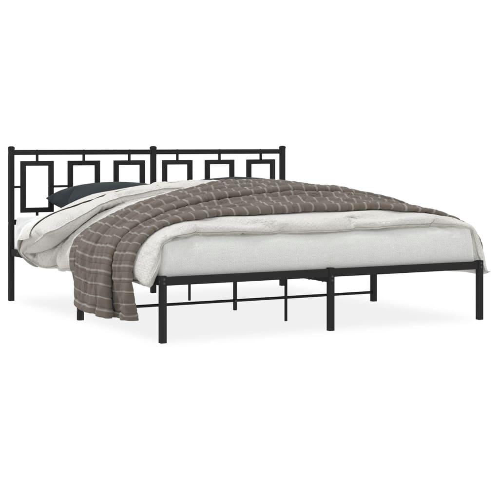 Sengeramme med sengegavl 180x200 cm metal sort