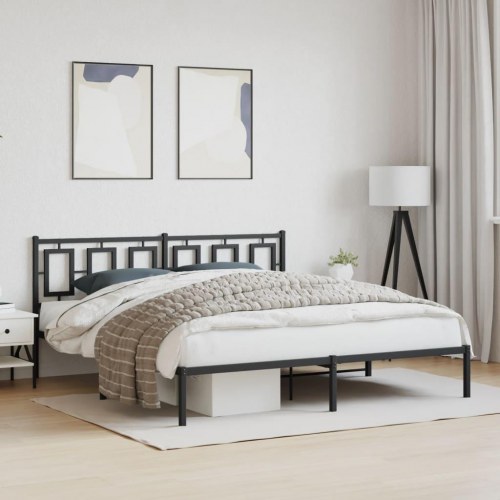 Sengeramme med sengegavl 180x200 cm metal sort