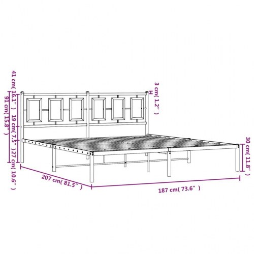 Sengeramme med sengegavl 180x200 cm metal sort