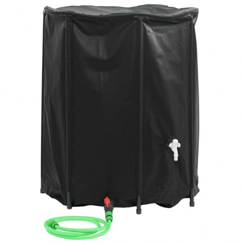 Sammenfoldelig vandtank med hane 1250 l - PVC, sort