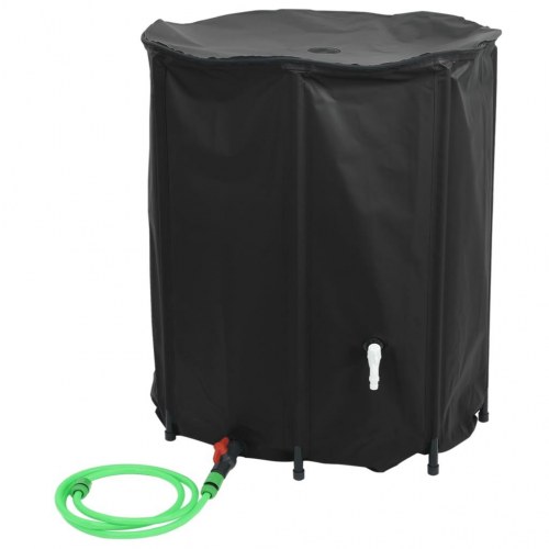 Sammenfoldelig vandtank med hane 1250 l - PVC, sort