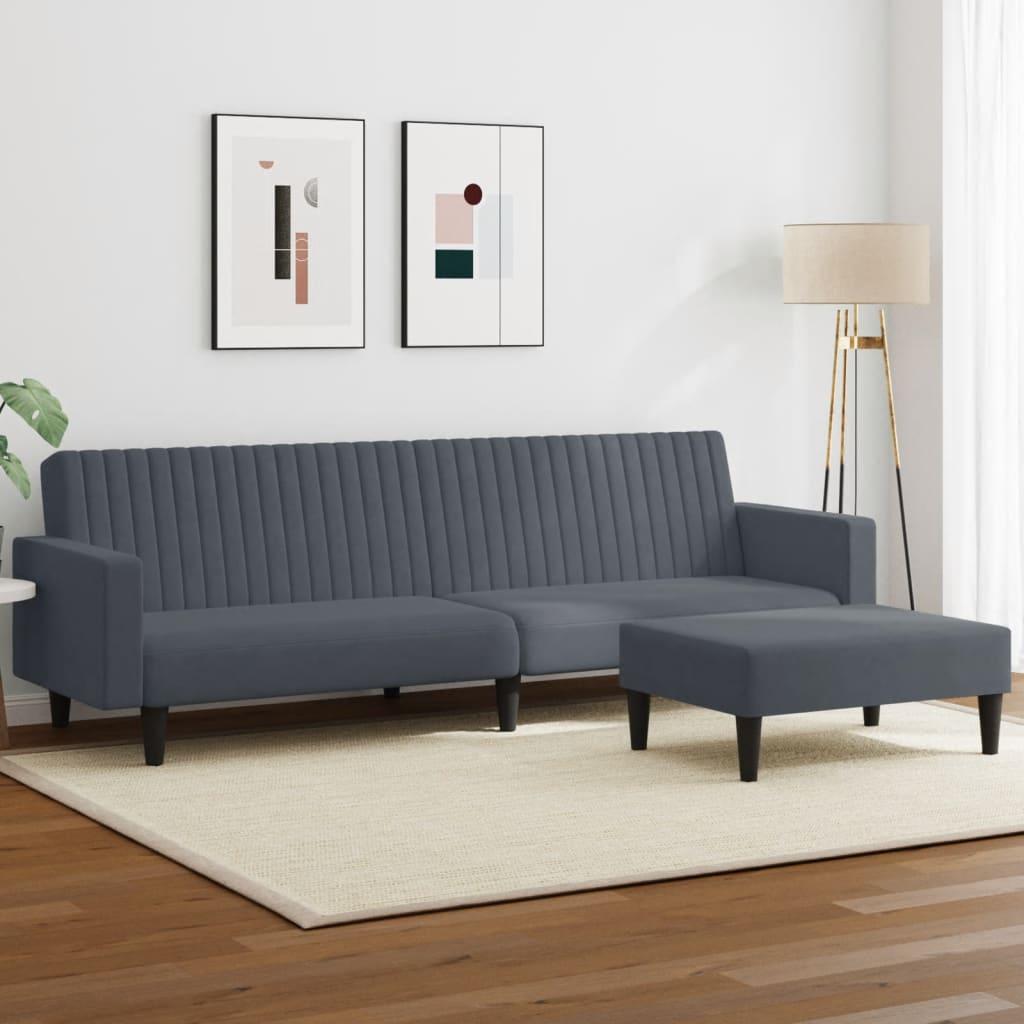 Sofasæt 2 Dele Velour Mørkegrå