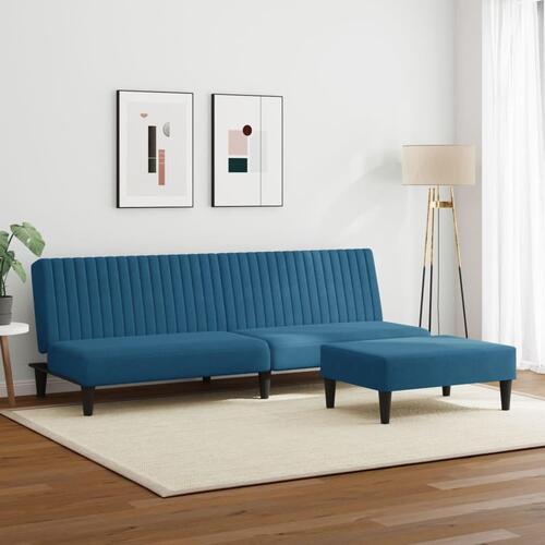 Sofasæt 2 dele velour blå