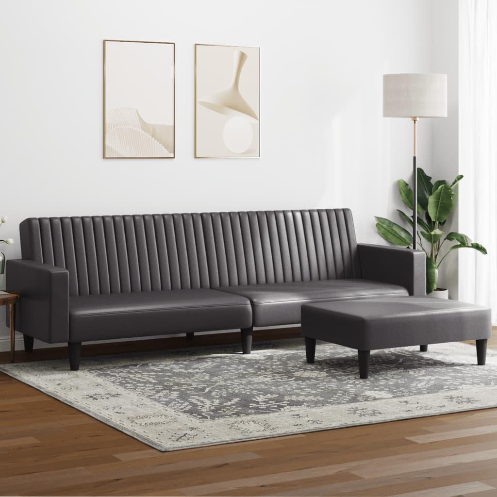 2 Personers Sofa Kunstlæder Grå