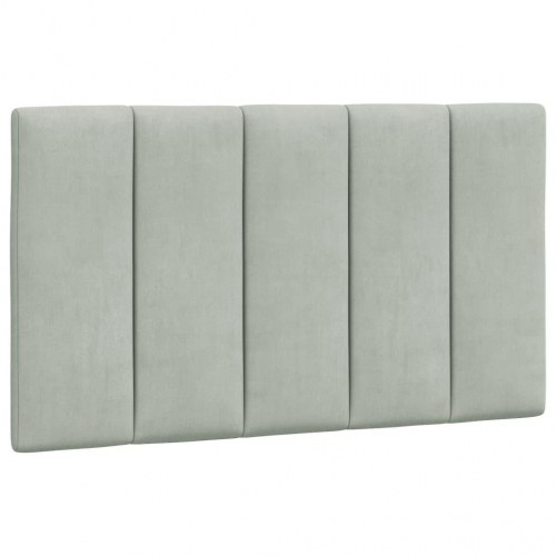 Sengeramme med LED Hanko 90 x 200 cm - lysegrå velour