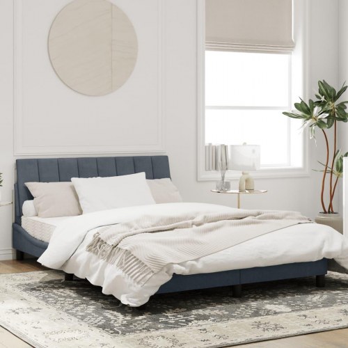 Sengeramme med LED Hanko 140 x 190 cm - mørkegrå velour