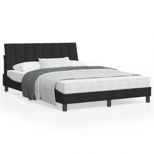 Sengeramme med LED Hanko 140 x 200 cm - sort velour