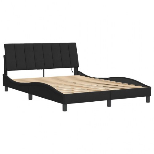 Sengeramme med LED Hanko 140 x 200 cm - sort velour