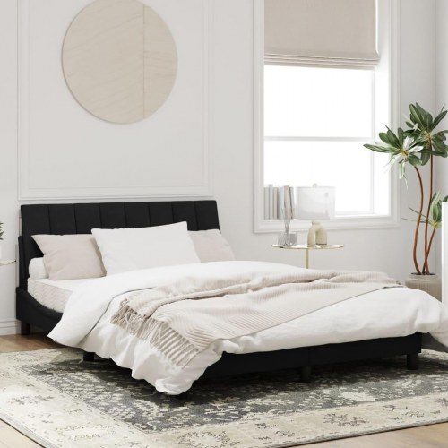 Sengeramme med LED Hanko 140 x 200 cm - sort velour